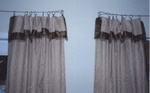 Banded attached valance, custom window treatments and drapery