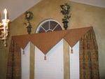 Triangle valance, custom window treatments and drapery